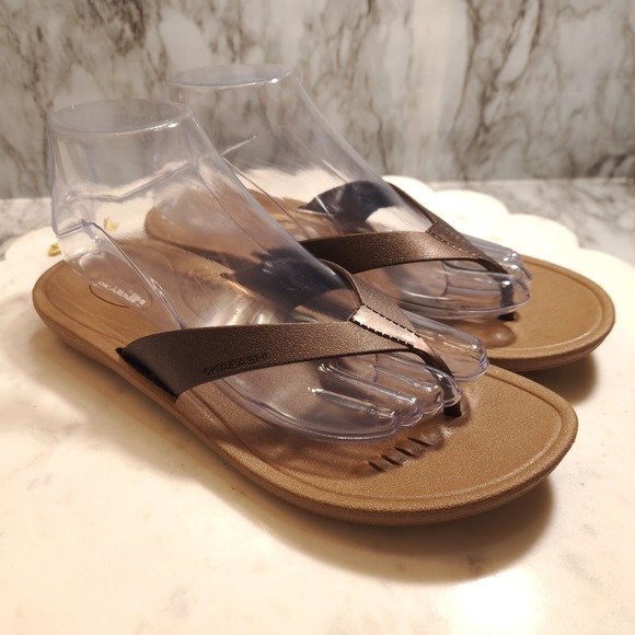 Okabashi Shoes - Okabashi Women's Thong Sandals M/L Brown Casual Flip‎ Flop Flats Comfort Slip On